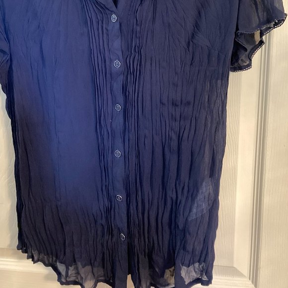 Esprit Navy Sheer Top - new with tag - Picture 2 of 7